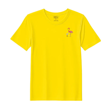 BYFT Threads Embroidered For You T-Shirt - Flamingo with Baby Flamingo Design