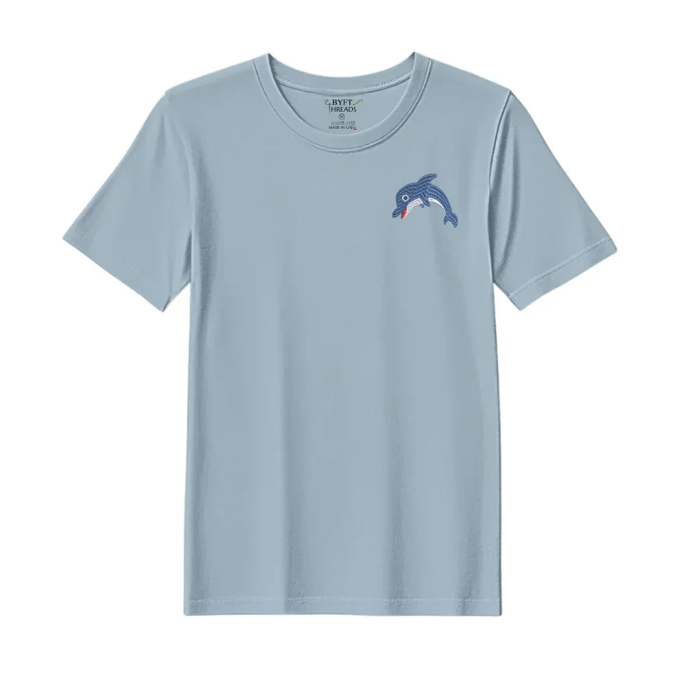 BYFT Threads Embroidered For You T-Shirt - Dolphin Design