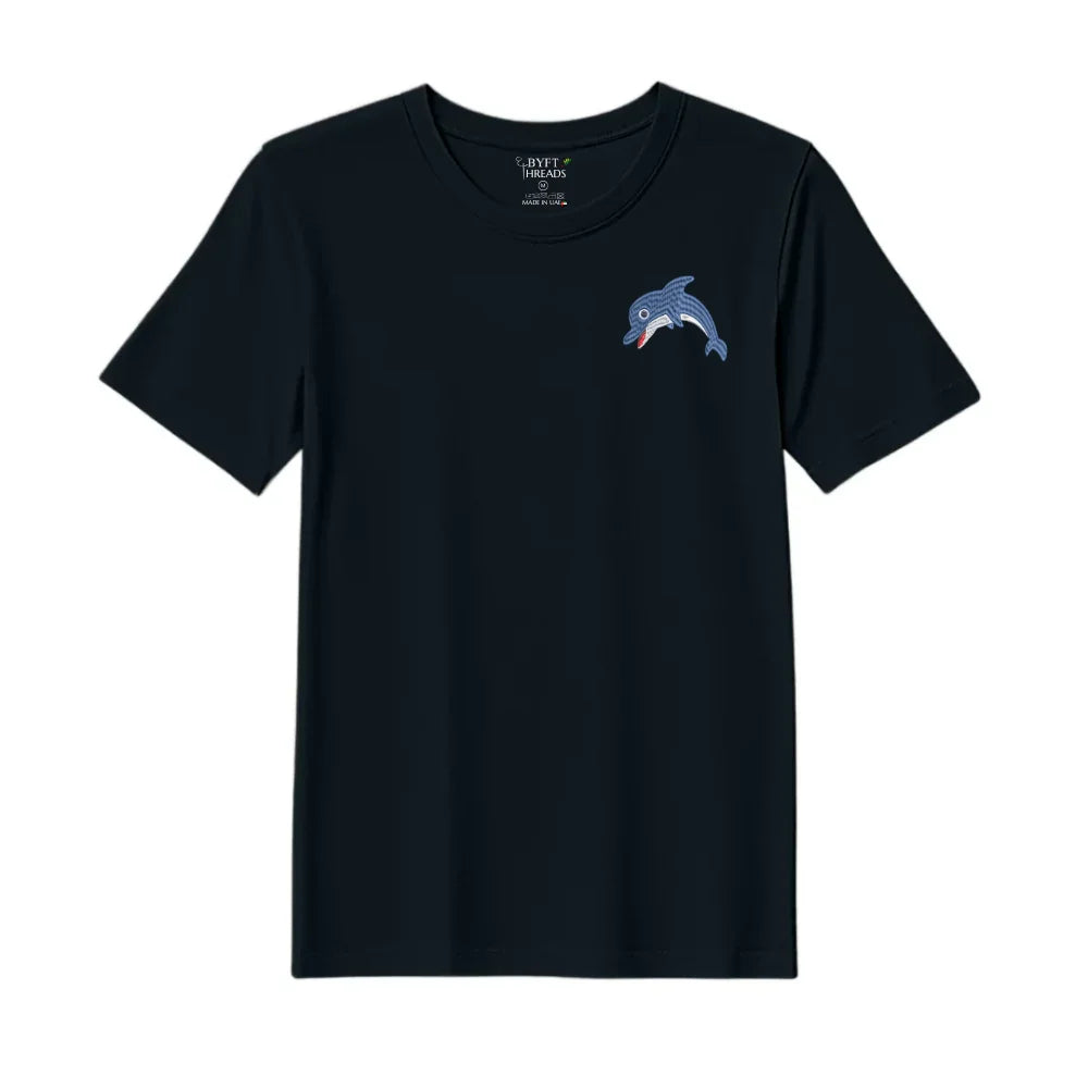 BYFT Threads Embroidered For You T-Shirt - Dolphin Design