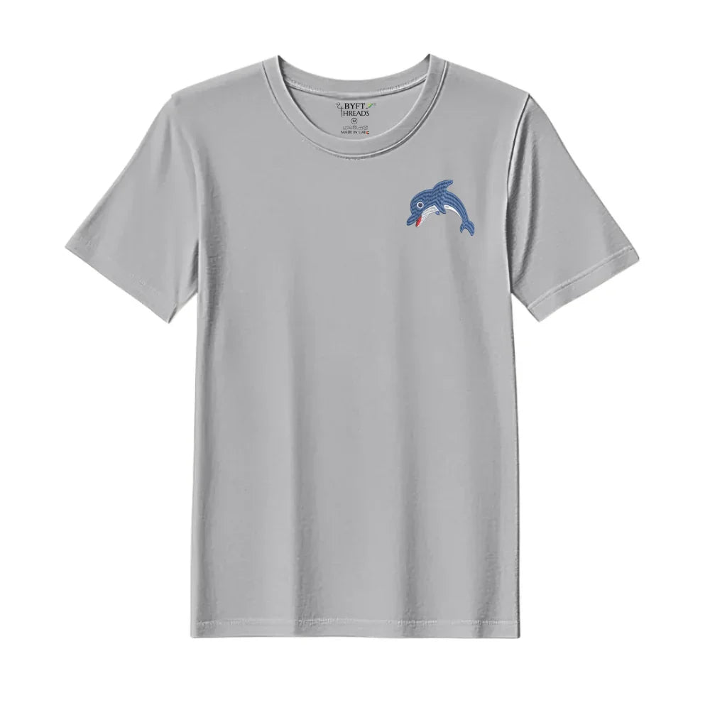 BYFT Threads Embroidered For You T-Shirt - Dolphin Design