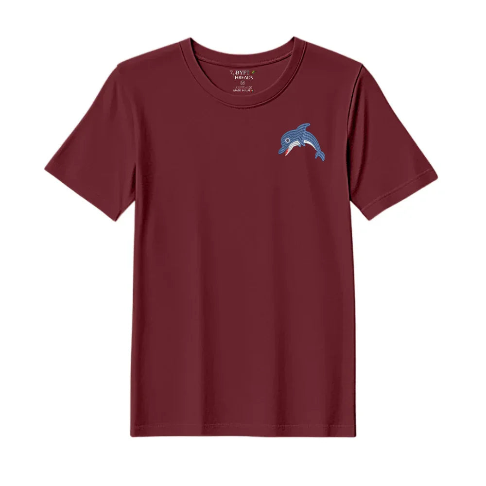 BYFT Threads Embroidered For You T-Shirt - Dolphin Design