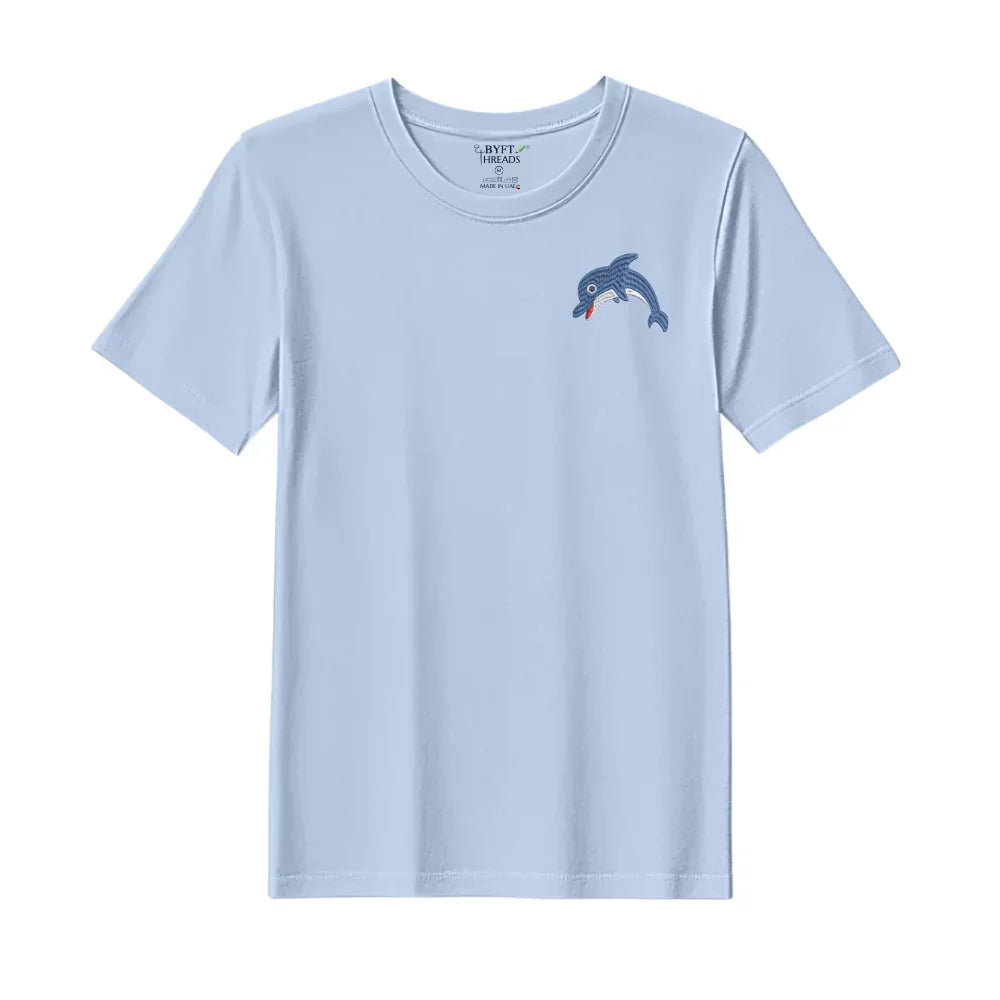 BYFT Threads Embroidered For You T-Shirt - Dolphin Design