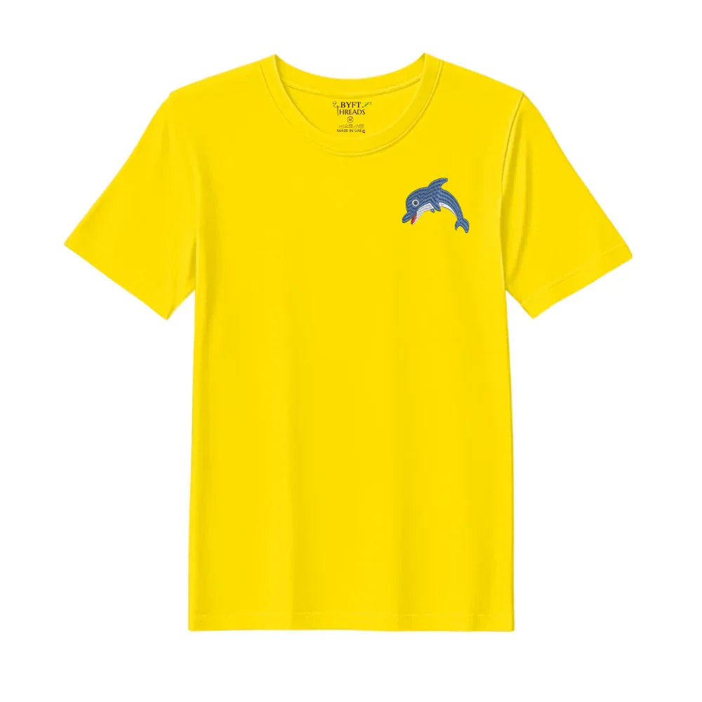 BYFT Threads Embroidered For You T-Shirt - Dolphin Design