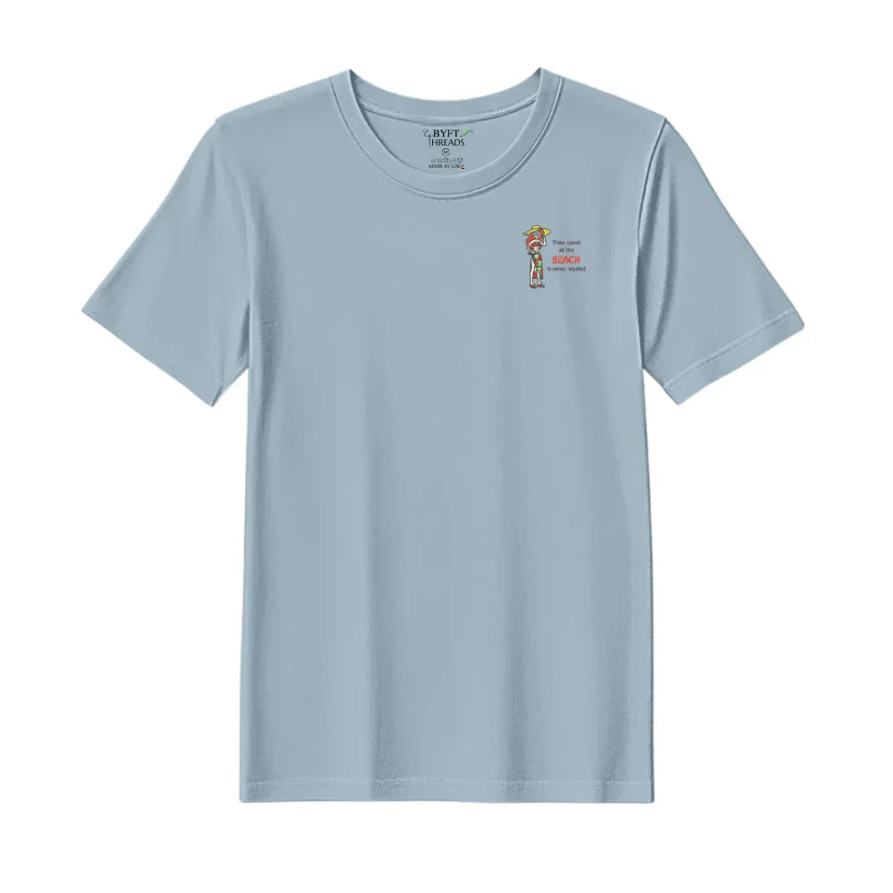 BYFT Threads Embroidered For You T-Shirt - Time Spent at the Beach Design