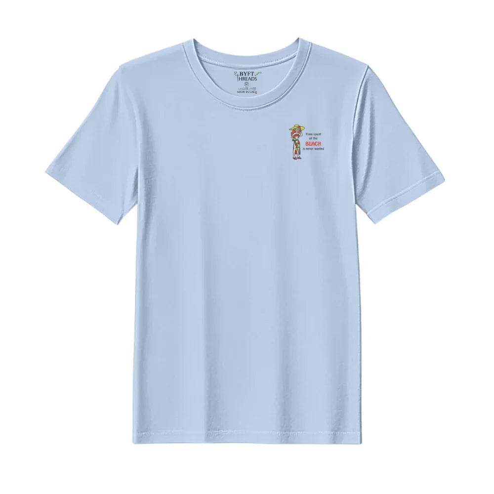 BYFT Threads Embroidered For You T-Shirt - Time Spent at the Beach Design