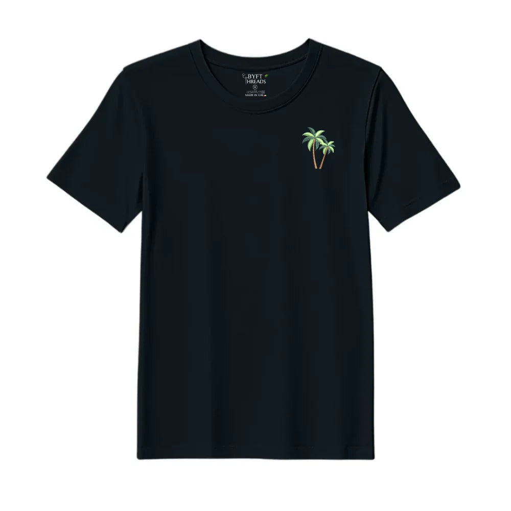 BYFT Threads Embroidered For You T-Shirt - Coconut Tree Design