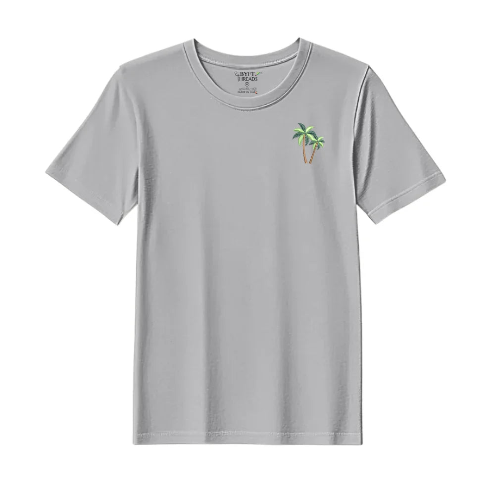 BYFT Threads Embroidered For You T-Shirt - Coconut Tree Design