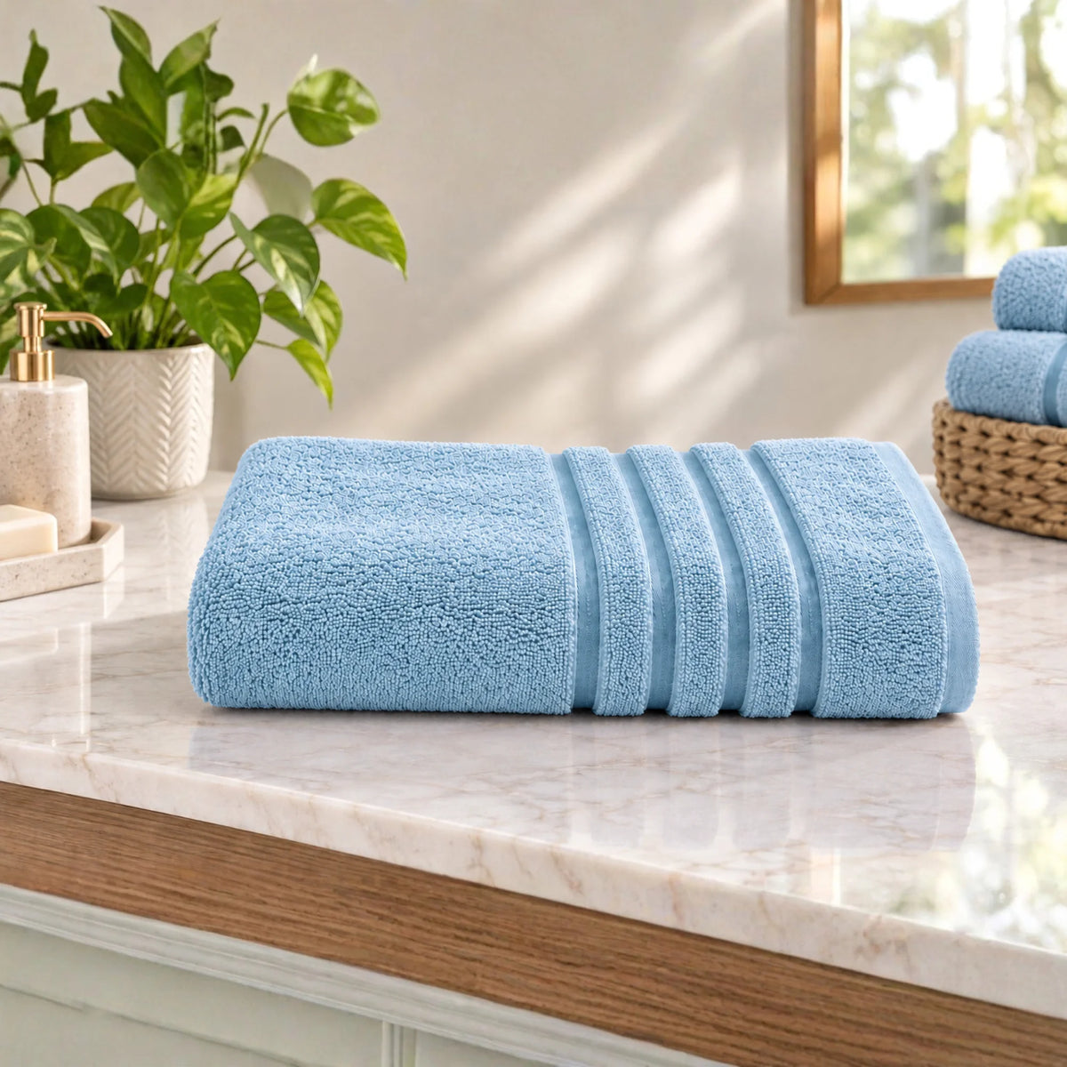 BYFT Home Serene Bath Towel 70 x 140 Cm | Premium Cotton Towel with Dobby