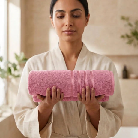 BYFT Home Serene Bath Towel 70 x 140 Cm | Premium Cotton Towel with Dobby