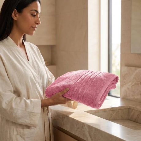 BYFT Home Serene Bath Towel 70 x 140 Cm | Premium Cotton Towel with Dobby