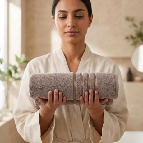 BYFT Home Serene Bath Towel 70 x 140 Cm | Premium Cotton Towel with Dobby