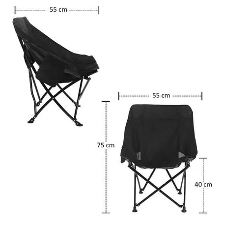 BYFT Comfortable Moon Black Chair with Cup Holder for Camping
