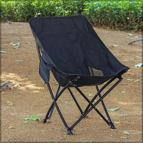 BYFT Comfortable Moon Black Chair with Cup Holder for Camping