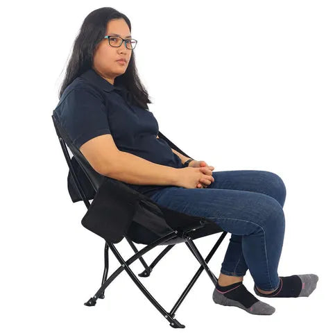 BYFT Comfortable Moon Black Chair with Cup Holder for Camping