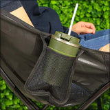 BYFT Comfortable Moon Black Chair with Cup Holder for Camping