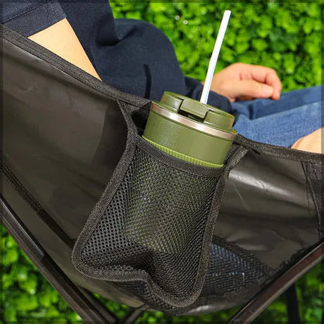 BYFT Comfortable Moon Black Chair with Cup Holder for Camping