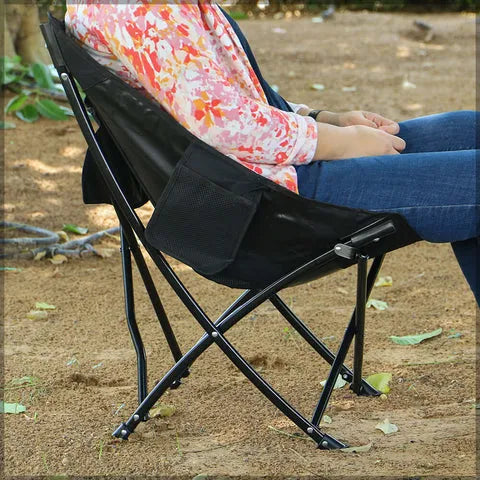BYFT Comfortable Moon Black Chair with Cup Holder for Camping