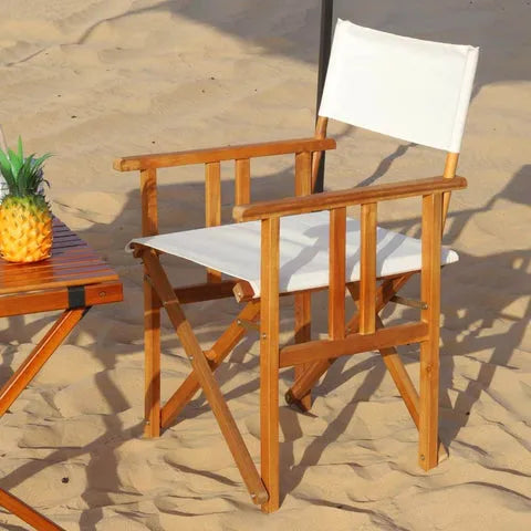 BYFT Outdoor Wood Fabric Folding Chair