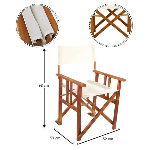 BYFT Outdoor Wood Fabric Folding Chair
