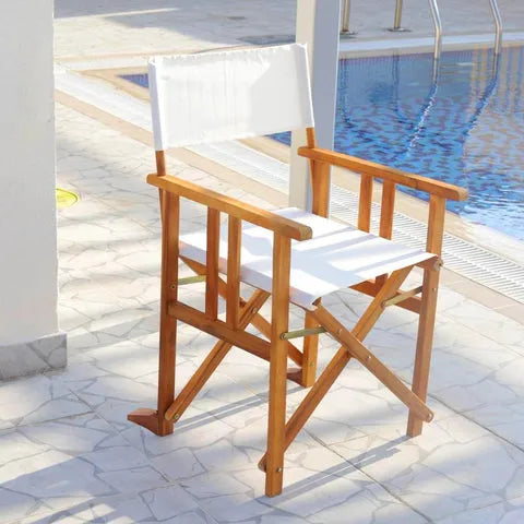 BYFT Outdoor Wood Fabric Folding Chair