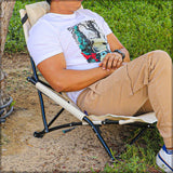BYFT Patio Lounge Low Height Chair with Arm Rest for Reading Garden Chair