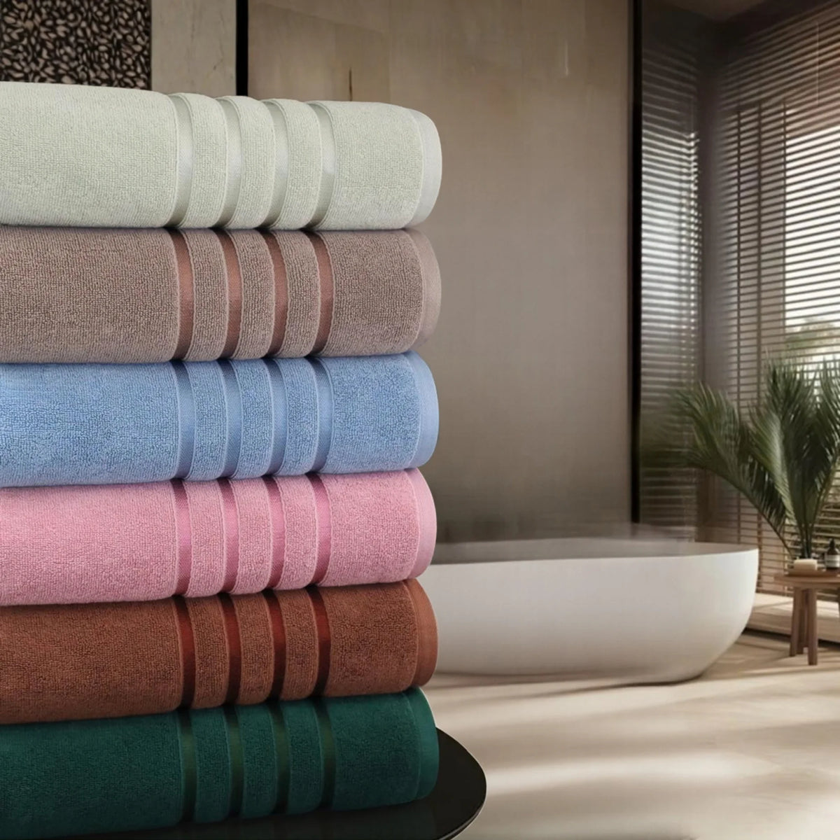BYFT Home Serene Bath Towel 70 x 140 Cm | Premium Cotton Towel with Dobby