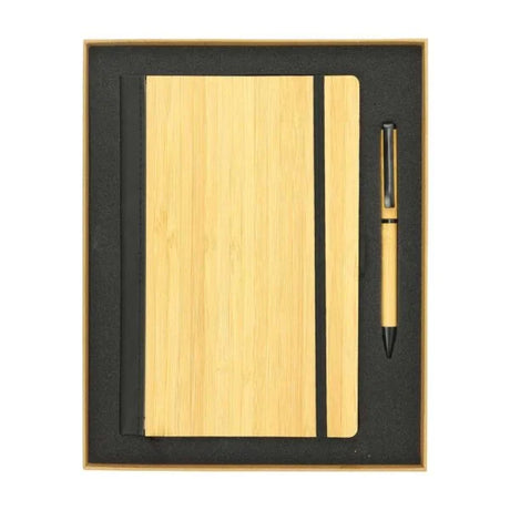 BYFT Bamboo Journal Set with A5 Size Notebook and Pen Set of 01
