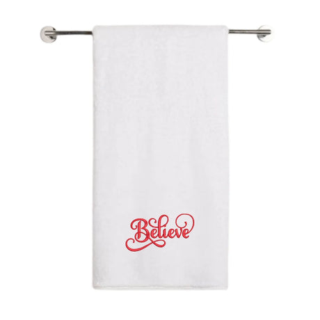 BYFT Embroidered For You Personalised Cotton Towel - Christmas - Believe Design, High-Quality Embroidery, Perfect for Gifting