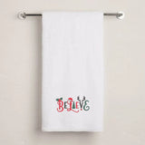 BYFT Embroidered For You Personalised Cotton Towel - Christmas - Believe Christmas Ornaments Design High Quality Embroidery Perfect For Gifting