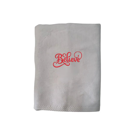 BYFT Embroidered For You Personalised Cotton Towel - Christmas - Believe Design, High-Quality Embroidery, Perfect for Gifting