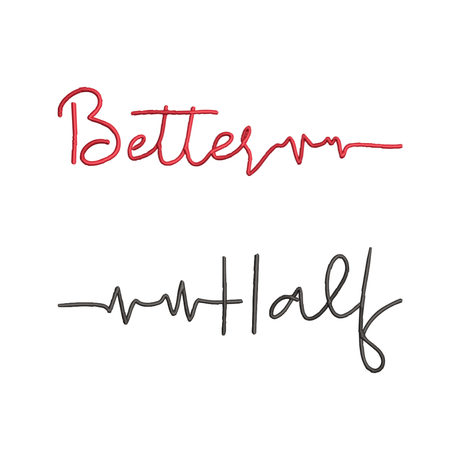 BYFT Embroidered For You Better Half Valentine Designed Couple T-Shirt