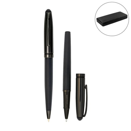 BYFT Black Metal Pen Set with Matte & Glossy Finish in PU Leather Box Set of 01