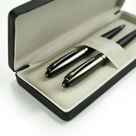 BYFT Black Metal Pen Set with Matte & Glossy Finish in PU Leather Box Set of 01