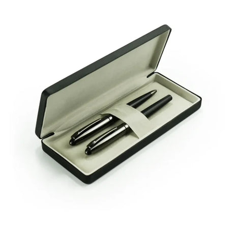 BYFT Black Metal Pen Set with Matte & Glossy Finish in PU Leather Box Set of 01