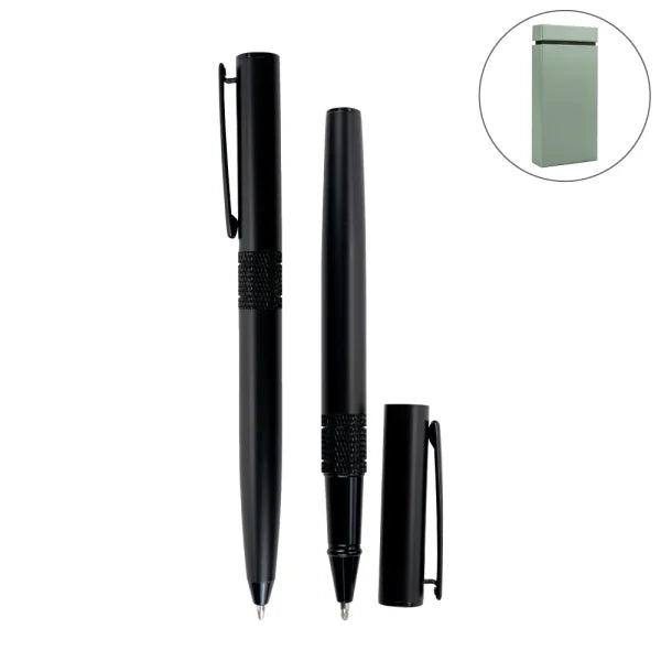 BYFT Black Metal Pen Set with Matte Finish in Hardboard Slide to Open Box Set of 01