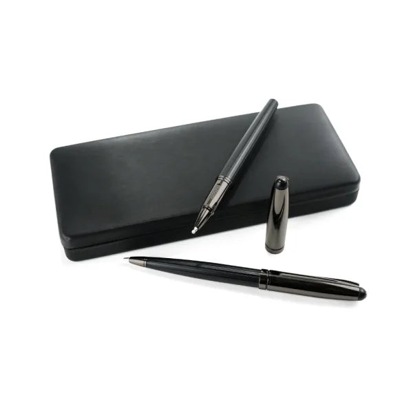 BYFT Black Metal Pen Set with Matte & Glossy Finish in PU Leather Box Set of 01