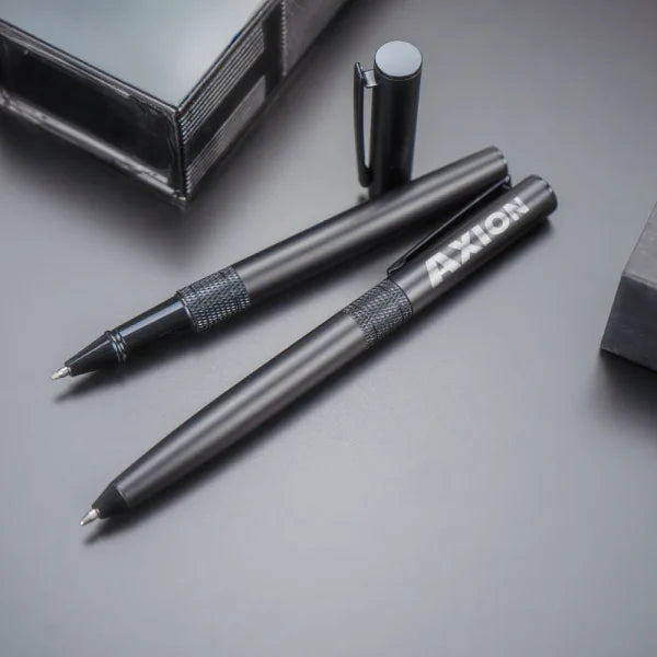 BYFT Black Metal Pen Set with Matte Finish in Hardboard Slide to Open Box Set of 01