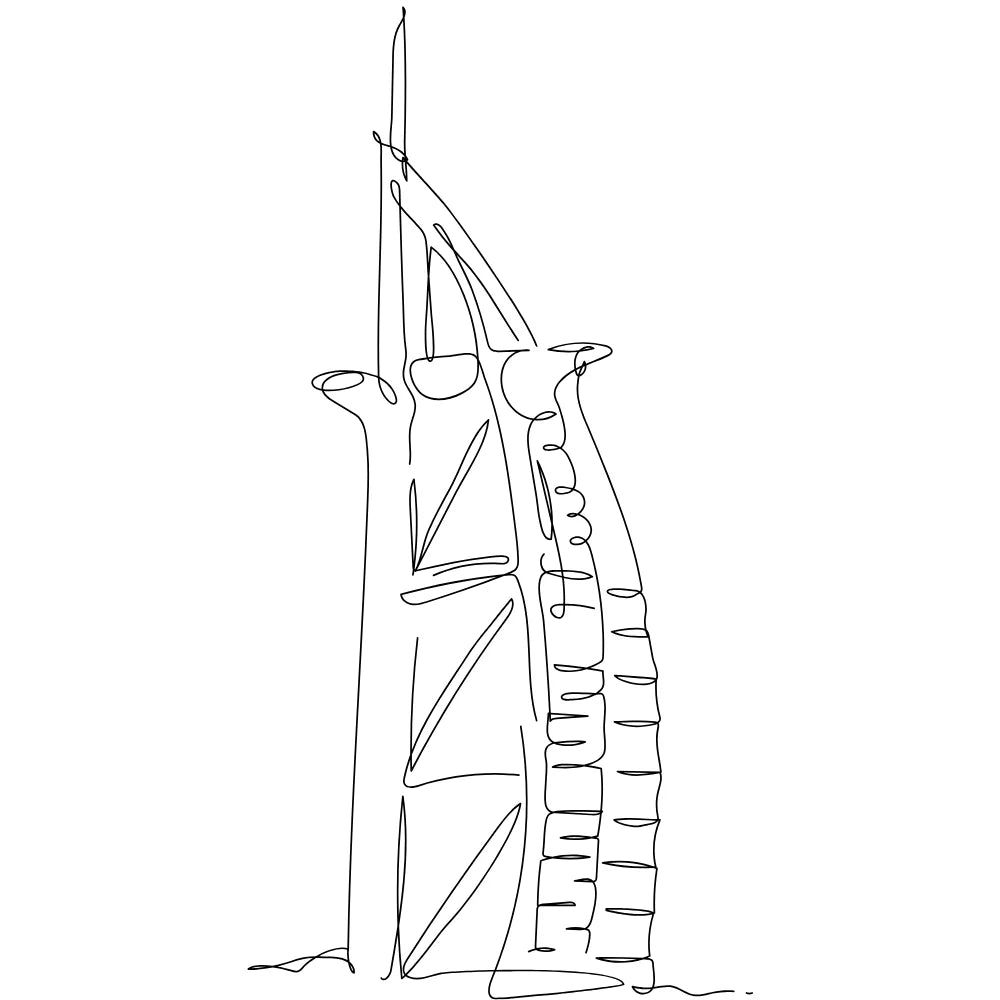 BYFT Minimal Line Art Tote Bag – “Burj Al Arab” Iconic Architecture Printed Tote | Reusable Everyday Carry (Set of 1)