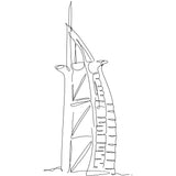 BYFT Minimal Line Art Tote Bag – “Burj Al Arab” Iconic Architecture Printed Tote | Reusable Everyday Carry (Set of 1)