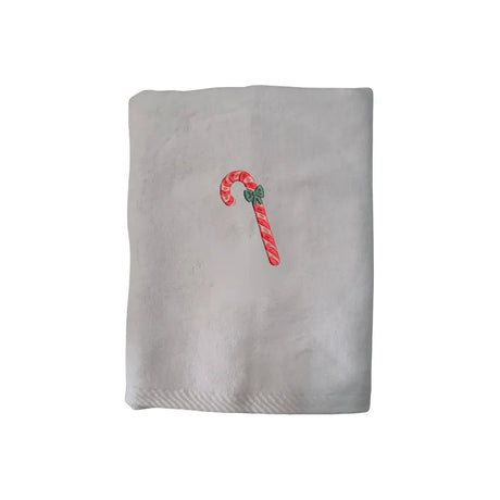 BYFT Embroidered For You Personalised Cotton Towel - Christmas - Candy Cane with Bow Design High Quality Embroidery Perfect For Gifting