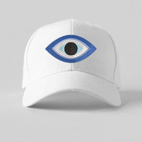 BYFT Evil Eye Embroidered White Cap