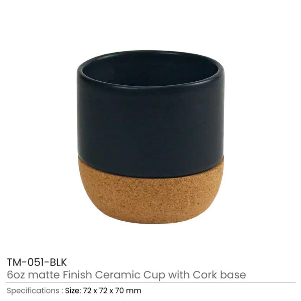 BYFT Ceramic Cup with Cork Base 6 oz Matte Finish