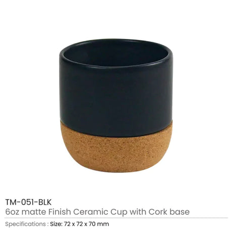 BYFT Ceramic Cup with Cork Base 6 oz Matte Finish