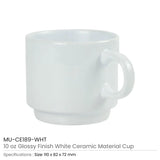 BYFT Ceramic Cups 10 Oz Glossy Finish White Color