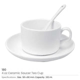 BYFT Ceramic Saucer Teacups with Spoon