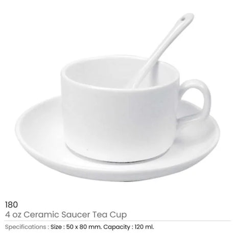 BYFT Ceramic Saucer Teacups with Spoon