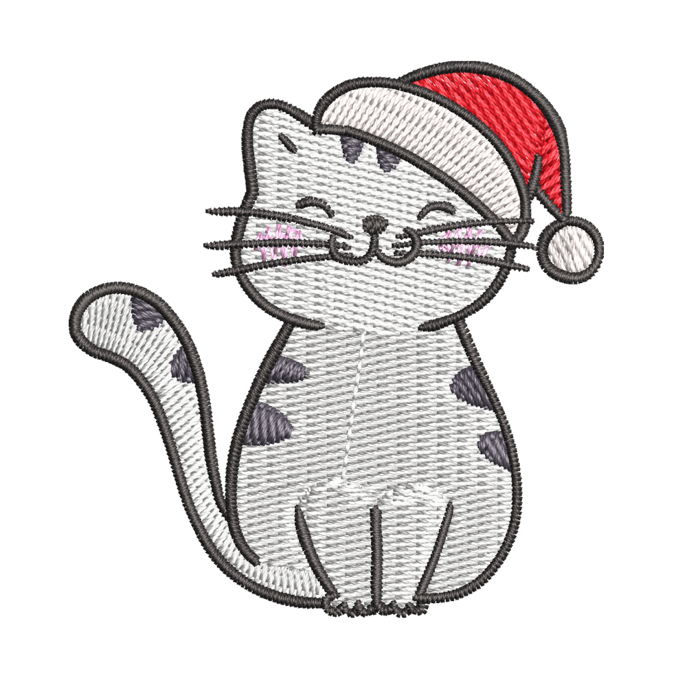 BYFT Embroidered For You Cat with Christmas Cap Designed T-Shirts