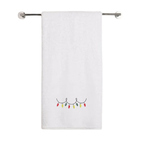 BYFT Embroidered For You Personalised Cotton Towel - Christmas - Light Garland Design High Quality Embroidery Perfect For Gifting