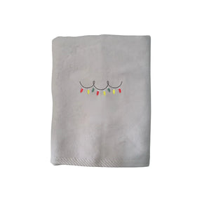 BYFT Embroidered For You Personalised Cotton Towel - Christmas - Light Garland Design High Quality Embroidery Perfect For Gifting
