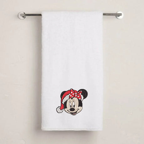 BYFT Embroidered For You Personalised Cotton Towel - Christmas - Minnie Face Design High Quality Embroidery Perfect For Gifting